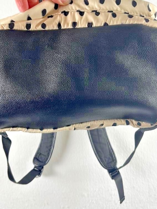 Betsey Johnson Cream Black Polka Dot Nylon Backpack Purse Heart Charm College main image 7